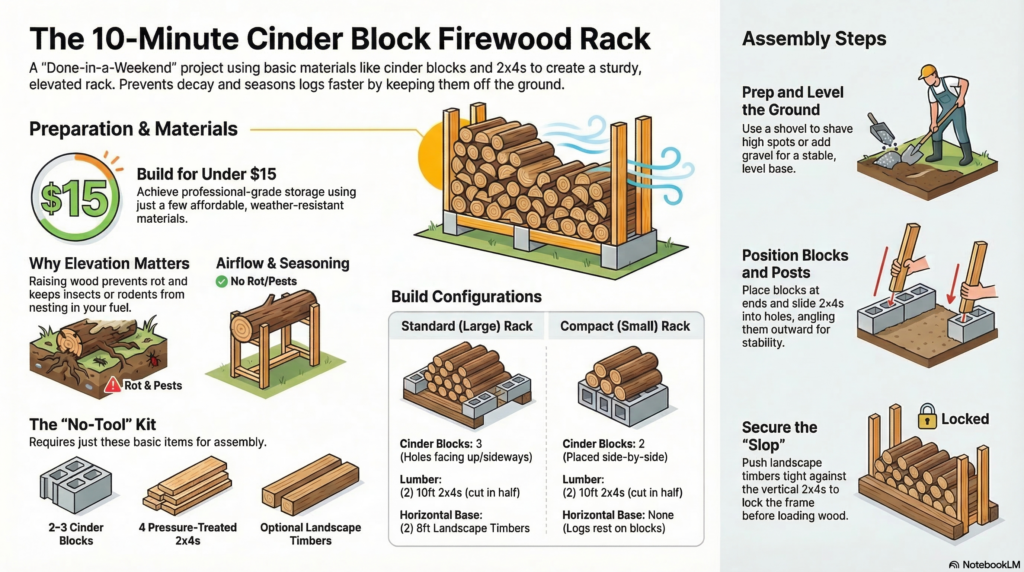 cinder block firewood rack